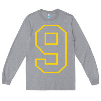 Heather Grey number #9 sports jersey uniform Long Sleeve Tee - linhVisuals