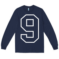 Navy number #9 sports jersey uniform Long Sleeve Tee - linhVisuals