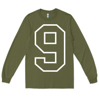 Army Green number #9 sports jersey uniform Long Sleeve Tee - linhVisuals