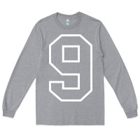 Heather Grey number #9 sports jersey uniform Long Sleeve Tee - linhVisuals