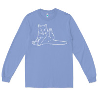 Colony Blue cat butt white Long Sleeve Tee - linhVisuals