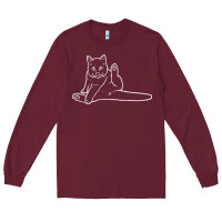 Burgundy cat butt white Long Sleeve Tee - linhVisuals