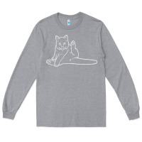Heather Grey cat butt white Long Sleeve Tee - linhVisuals