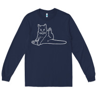 Navy cat butt white Long Sleeve Tee - linhVisuals