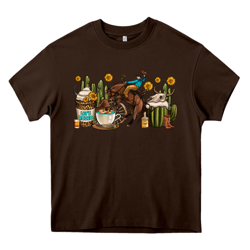 Rodeo Cowboy Coffee Cups Heavy Core Tee by OliviaCreatesArt | Teevron