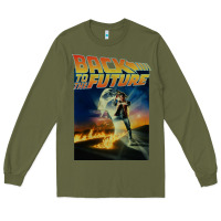 Army Green back to the future vintage Long Sleeve Tee - linhVisuals
