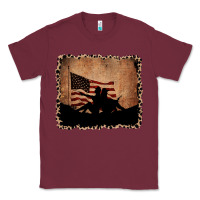 Burgundy America Western Cowboy and Cowgirl Leopard Frame Classic Tee - CowCowDesign