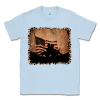 Dusty Blue America Western Cowboy and Cowgirl Leopard Frame Classic Tee - CowCowDesign