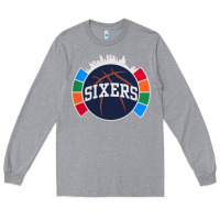 Heather Grey sixers basketball Long Sleeve Tee - linhVisuals