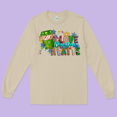 Live Christmas Latte Long Sleeve Tee Designed By Cowhidedigitalart