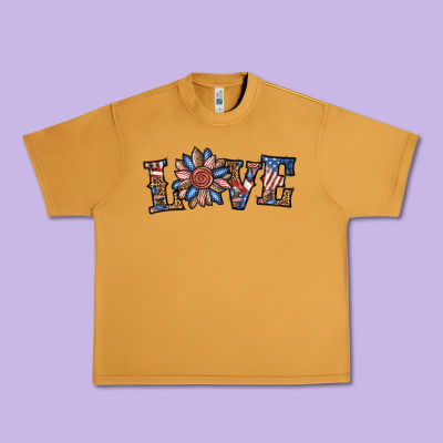 Love American Sunflower Urban Heavy Tee Designed By Bundleandbundleshop
