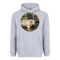 Heather Grey Christmas Charolais Bull And Black Angus Bull Heavyweight Hoodie - RanaPortraitStore