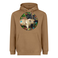 Toasted Coconut Christmas Charolais Bull And Black Angus Bull Heavyweight Hoodie - RanaPortraitStore