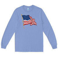 Colony Blue American flag Long Sleeve Tee - linhVisuals