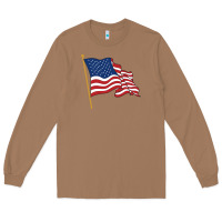 Toasted Coconut American flag Long Sleeve Tee - linhVisuals