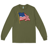 Army Green American flag Long Sleeve Tee - linhVisuals