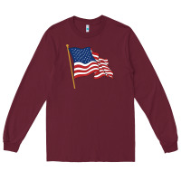 Burgundy American flag Long Sleeve Tee - linhVisuals