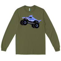 Army Green Monster Truck Megalodon Long Sleeve Tee - linhVisuals