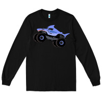 Black Monster Truck Megalodon Long Sleeve Tee - linhVisuals