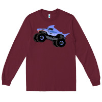 Burgundy Monster Truck Megalodon Long Sleeve Tee - linhVisuals