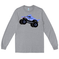 Heather Grey Monster Truck Megalodon Long Sleeve Tee - linhVisuals