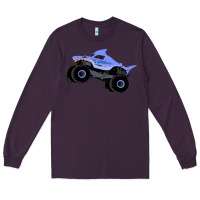 Plum Monster Truck Megalodon Long Sleeve Tee - linhVisuals