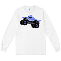 White Monster Truck Megalodon Long Sleeve Tee - linhVisuals