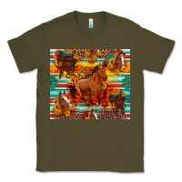 Army Green galloping horse serape sunflowers turquoise and saddles Classic Tee - Artiststas