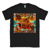 Black galloping horse serape sunflowers turquoise and saddles Classic Tee - Artiststas