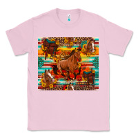 Bubblegum Pink galloping horse serape sunflowers turquoise and saddles Classic Tee - Artiststas