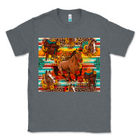 Charcoal Heather galloping horse serape sunflowers turquoise and saddles Classic Tee - Artiststas