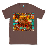 Chestnut galloping horse serape sunflowers turquoise and saddles Classic Tee - Artiststas