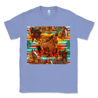 Colony Blue galloping horse serape sunflowers turquoise and saddles Classic Tee - Artiststas
