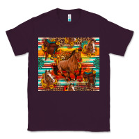 Plum galloping horse serape sunflowers turquoise and saddles Classic Tee - Artiststas