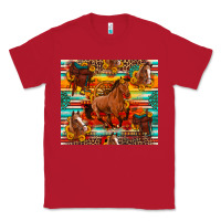 Red galloping horse serape sunflowers turquoise and saddles Classic Tee - Artiststas