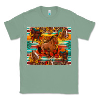 Sage galloping horse serape sunflowers turquoise and saddles Classic Tee - Artiststas