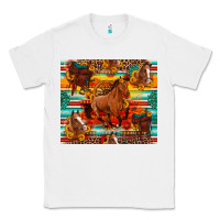 White galloping horse serape sunflowers turquoise and saddles Classic Tee - Artiststas