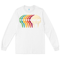 White Retro Mask Doom Long Sleeve Tee - linhVisuals