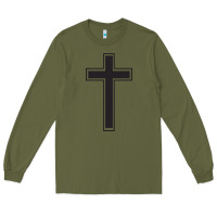 Army Green Cross Long Sleeve Tee - linhVisuals