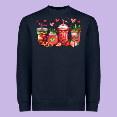 Strawberry Coffee Cups Heavyweight Sweatshirt Designed By Jasminsmagicworld