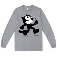 Heather Grey felix the black cat music Long Sleeve Tee - linhVisuals