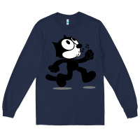 Navy felix the black cat music Long Sleeve Tee - linhVisuals