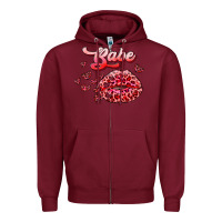Burgundy babe with kiss Zipper Hoodie - RanaPortraitStore