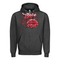 Charcoal Heather babe with kiss Zipper Hoodie - RanaPortraitStore