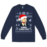 Navy vladimir putin merry christmas Long Sleeve Tee - linhVisuals
