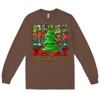 Chestnut Merry Christmas Tree Long Sleeve Tee - CowhideDigitalArt