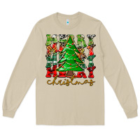 Mushroom Merry Christmas Tree Long Sleeve Tee - CowhideDigitalArt
