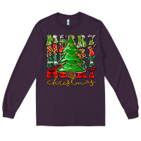 Plum Merry Christmas Tree Long Sleeve Tee - CowhideDigitalArt