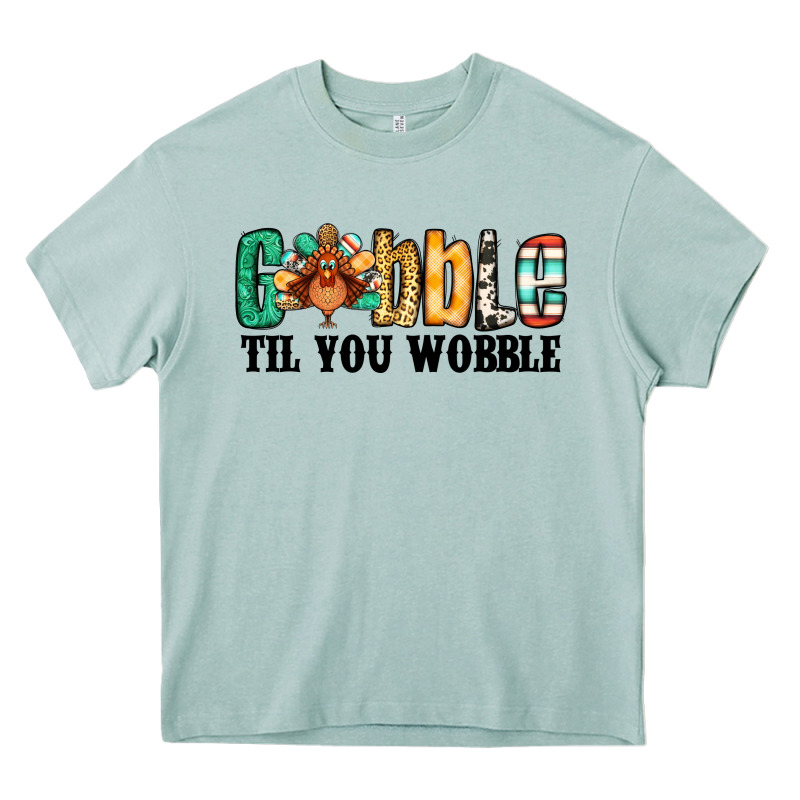 Gobble Til You Wobble Thanksgiving Turkey Heavy Core Tee by Jasminsmagicworld | Teevron
