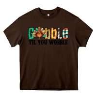 Chocolate Brown gobble til you wobble thanksgiving turkey Heavy Core Tee - Jasminsmagicworld